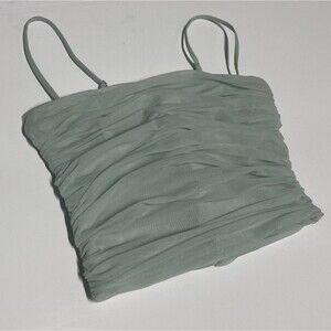 Babaton Aritzia Mint Green Luxor Ruched Mesh Top Size 2 Cropped